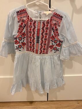 EGG NY Girls Blue Stripe Embellished Dress 4T Excellent Condition